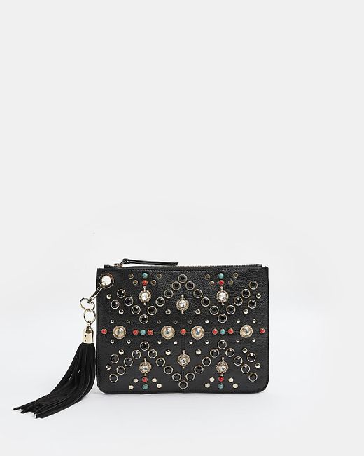 River Island Studded Clutch Bag in Black Lyst