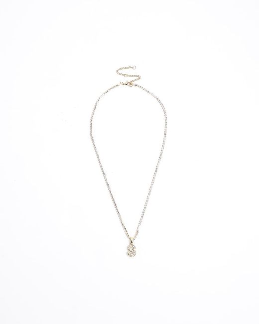 River Island White Gold S Initial Necklace