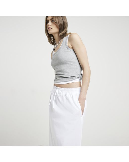 River Island White Tie Waist Maxi Skirt