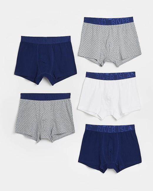 River Island Cotton Multipack Polka Dot Ri Boxer Shorts in Navy (Blue