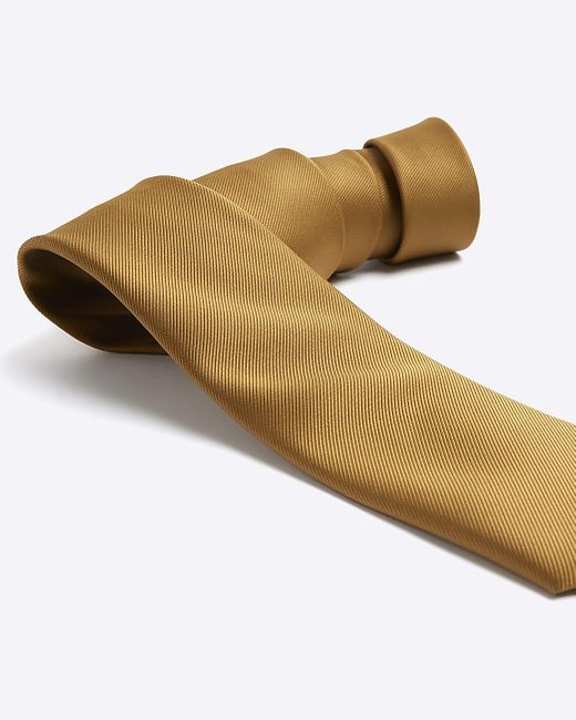 River Island Natural Yellow Twill Tie for men