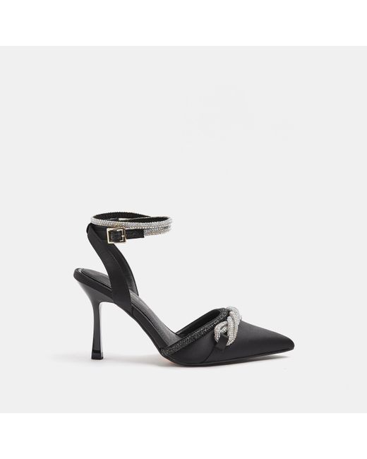 River Island Black Wide Fit Diamante Court Shoes | Lyst Canada