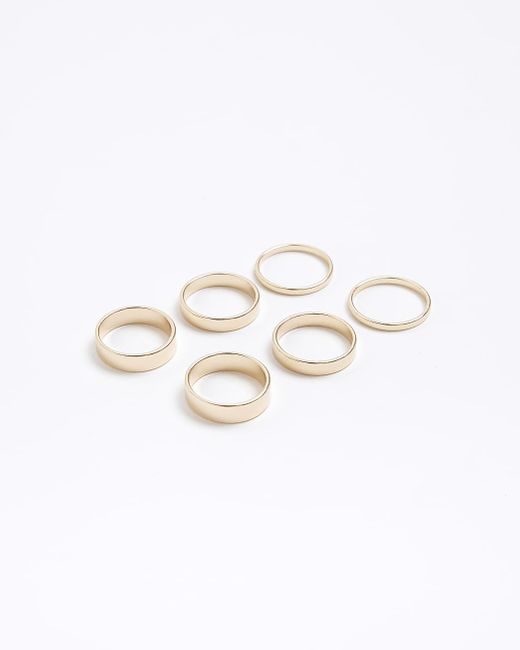 River Island White Gold Band Rings Multipack