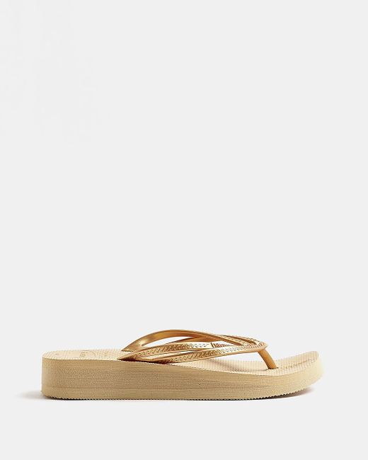 River Island Havaianas Gold Flatform Flip Flops in Natural Lyst