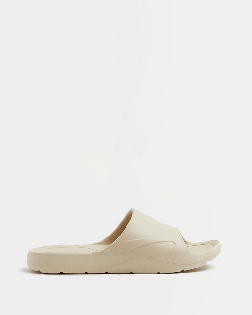 River Island Stone Moulded Sliders in Natural for Men | Lyst
