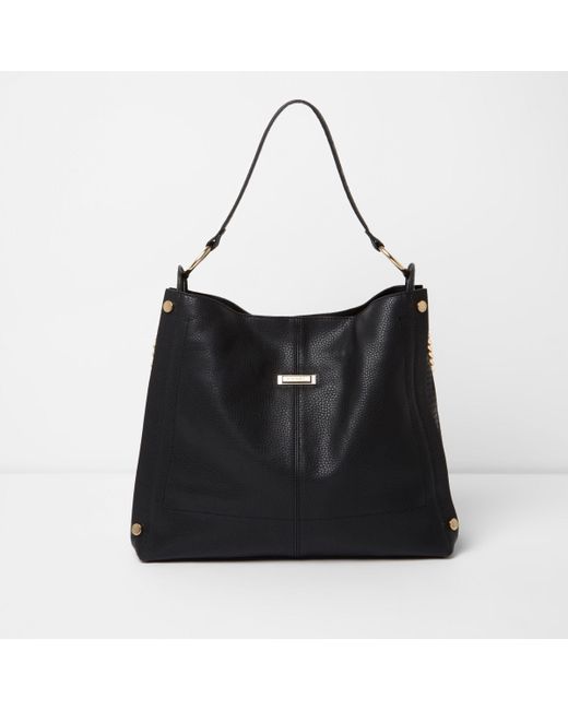 River Island slouch bag with chain detail in black