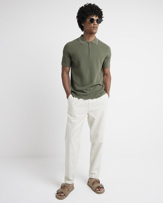 River Island Green Tapered Fit Pull On Trousers for men