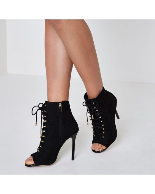 Peep toe cheap lace up