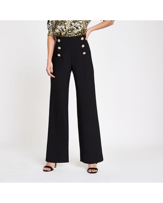 River Island Black Gold Tone Button 