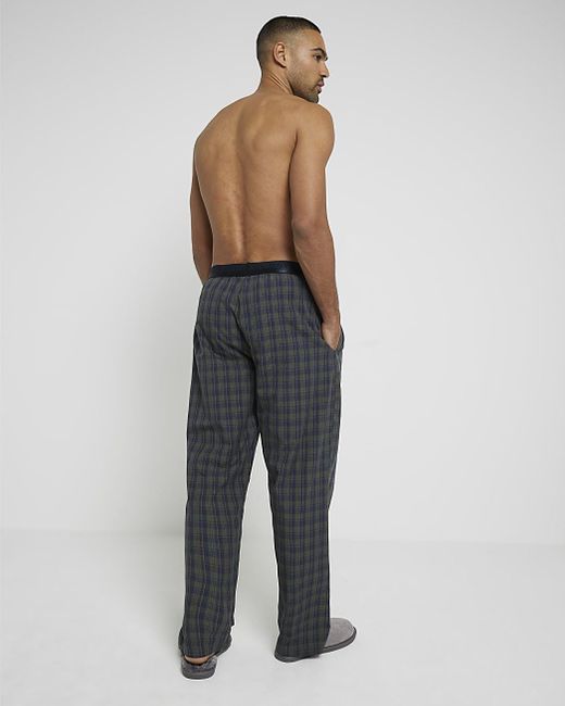 River Island Woven Check Pyjama Trousers in White for Men Lyst