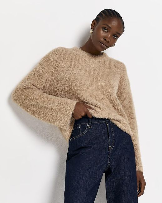River Island Brown Fluffy Long Sleeve 
