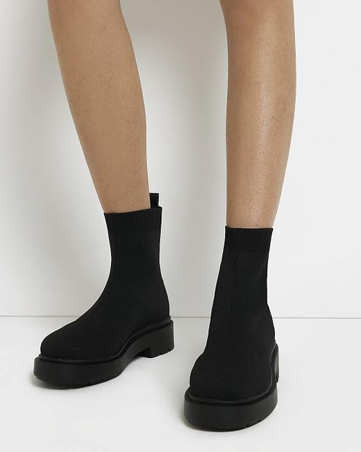 River Island Black Knitted Chunky Ankle 
