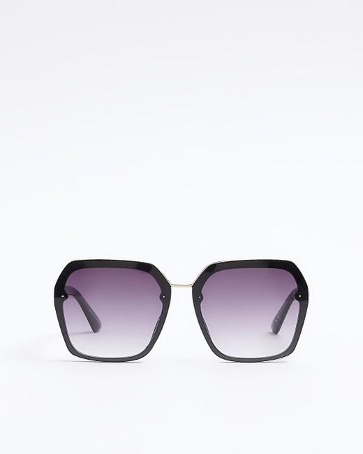 River Island Purple Hexagon Sunglasses