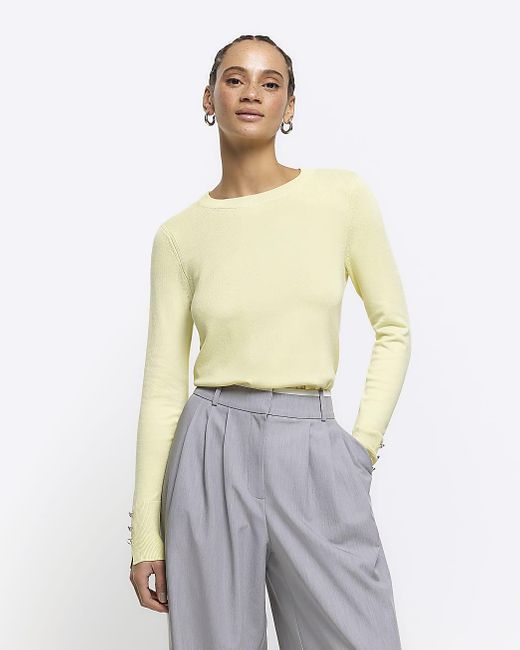 River Island Yellow Knit Long Sleeve Top
