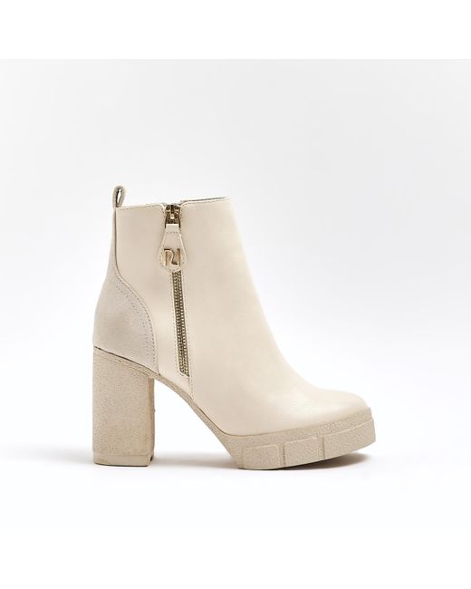 River Island Heeled Ankle Boots in Natural Lyst UK