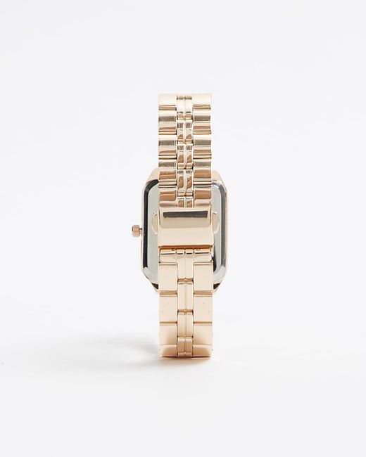 River Island White Rose Gold Rectangle Face Watch