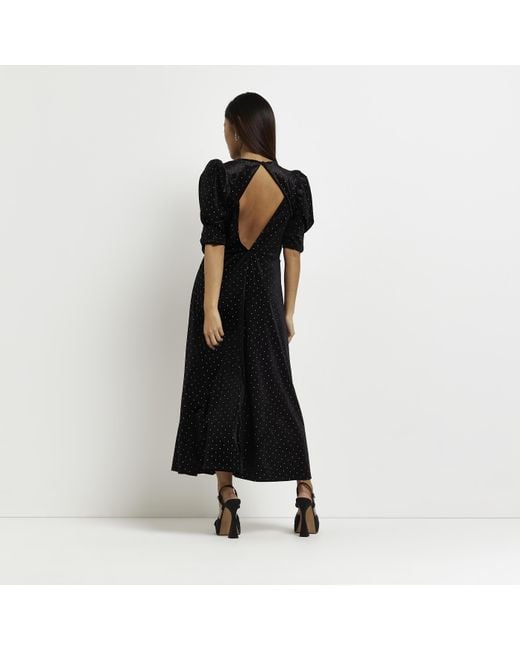 Topshop stud velvet frill hot sale dress