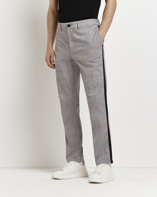 River Island Grey Slim Fit Check 