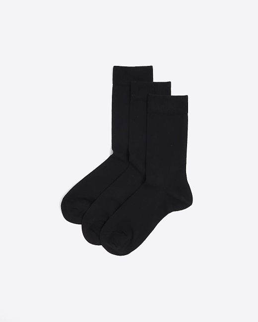 River Island Black 3pk Bamboo Ankle Socks for men