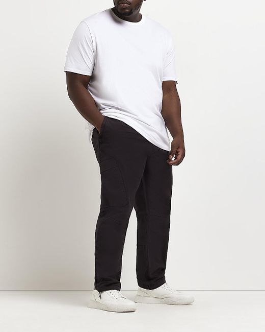 Tall Black Washed Cargo Trousers 