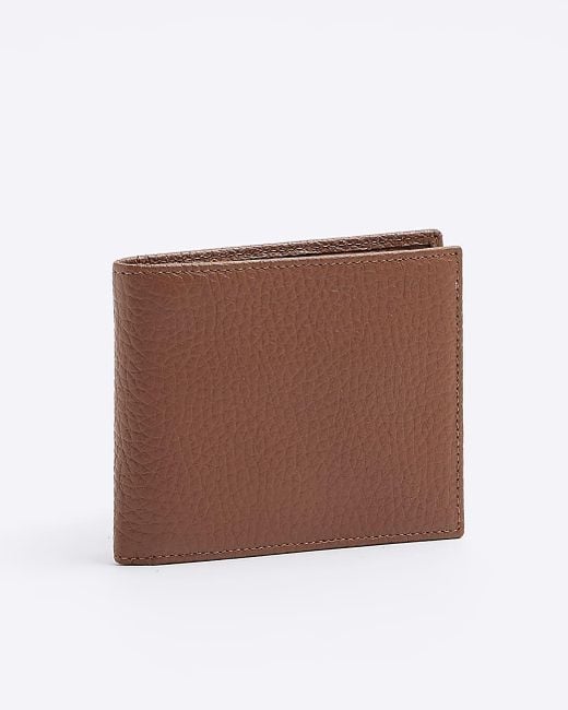 River Island Brown Pebbled Leather Wallet for men