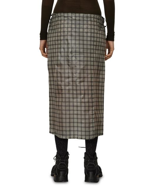 Roa Black Nia See Through Printed Check Mid Skirt Skirts