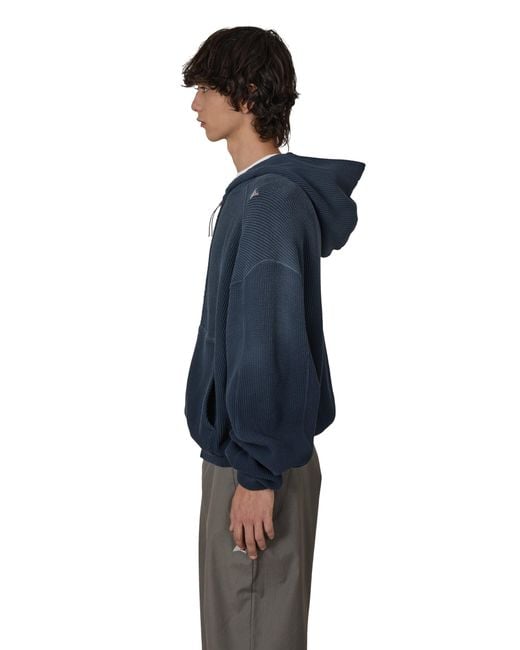 Roa Blue Bee Sun Faded Organic Waffle Zip Up Hoodie Sweatshirts for men