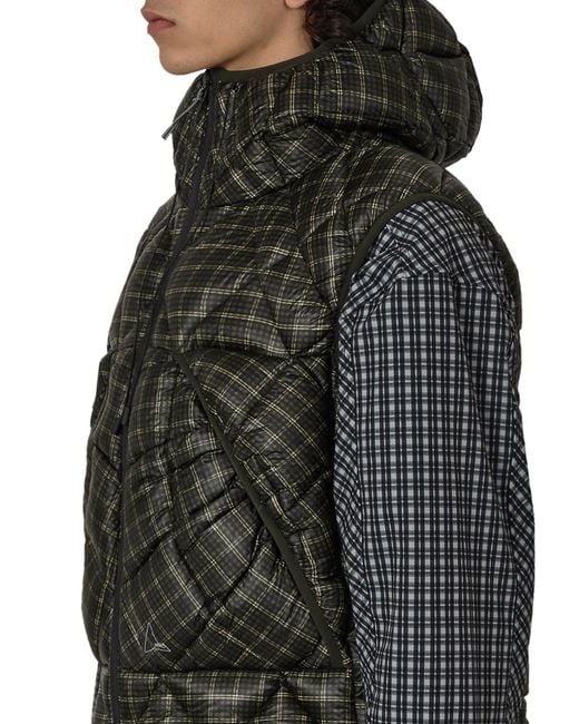 Roa Black Nuna 600 Fill Check Hooded Down Vest Coats And Jackets for men
