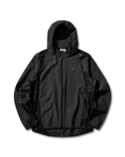 Roa Black Numb Pinstriped Hooded Wind Jacket Coats And Jackets for men