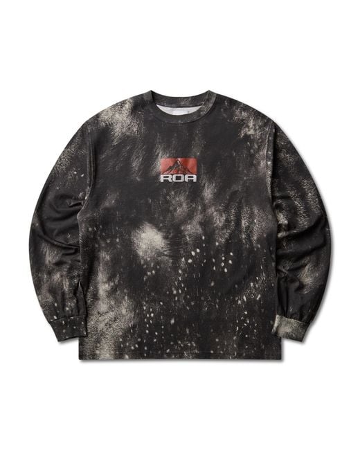 Roa Black Fuzzy Print Long Sleeve T-Shirts