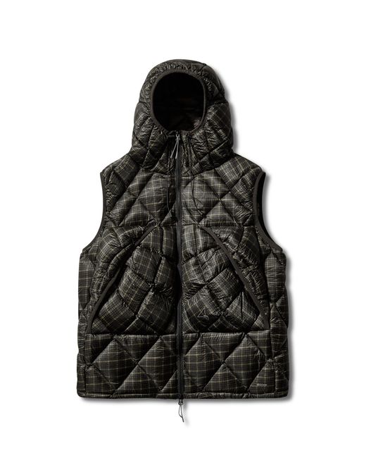 Roa Black Nuna 600 Fill Check Hooded Down Vest Coats And Jackets for men
