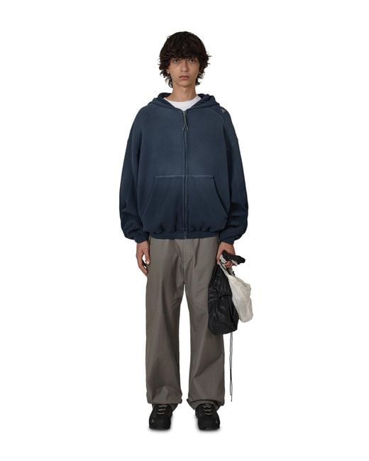 Roa Blue Bee Sun Faded Organic Waffle Zip Up Hoodie Sweatshirts for men