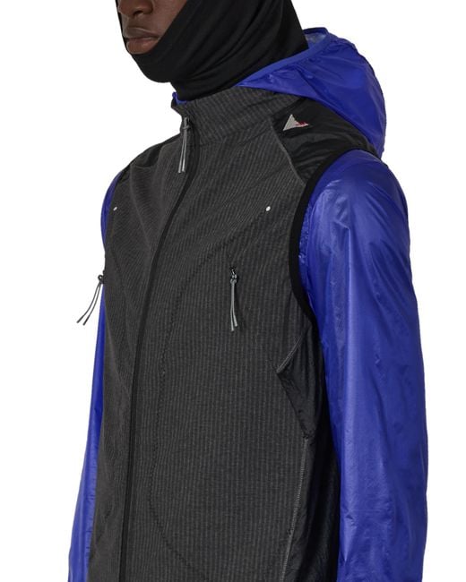 Roa Blue Numb Pinstriped Commuting Vest Coats And Jackets for men