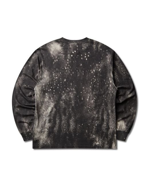 Roa Black Fuzzy Print Long Sleeve T-Shirts