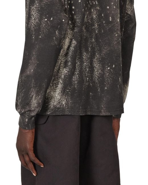 Roa Black Fuzzy Print Long Sleeve T-Shirts