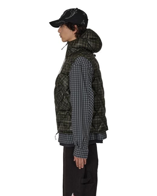 Roa Black Nuna 600 Fill Check Hooded Down Vest Coats And Jackets for men