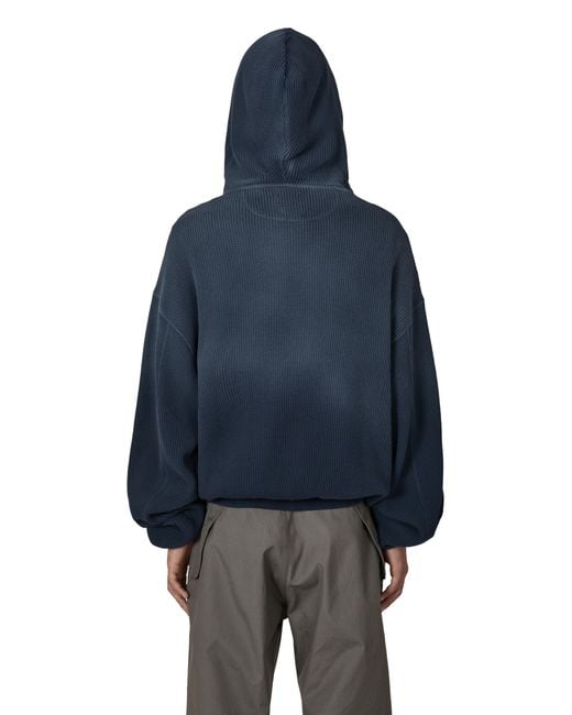 Roa Blue Bee Sun Faded Organic Waffle Zip Up Hoodie Sweatshirts for men