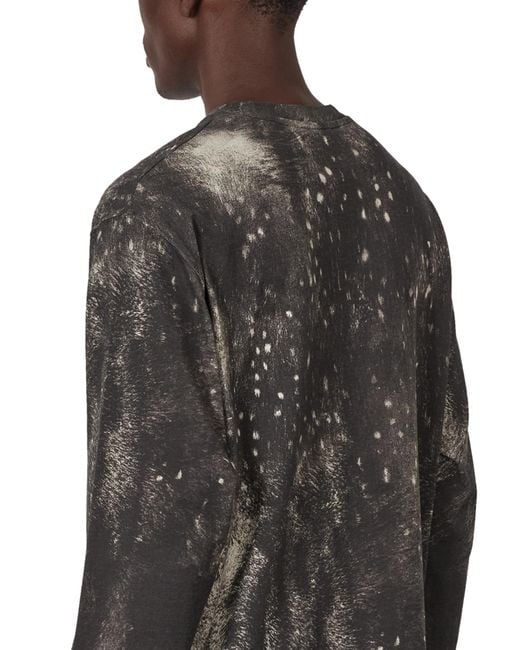Roa Black Fuzzy Print Long Sleeve T-Shirts