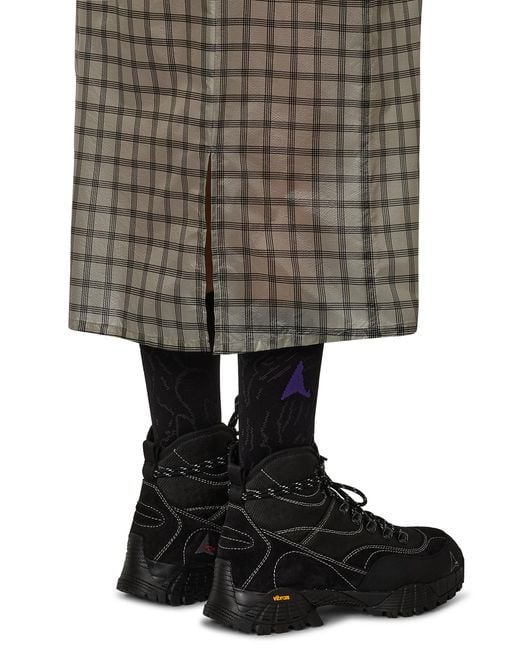 Roa Black Nia See Through Printed Check Mid Skirt Skirts