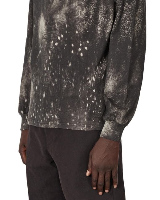 Roa Black Fuzzy Print Long Sleeve T-Shirts