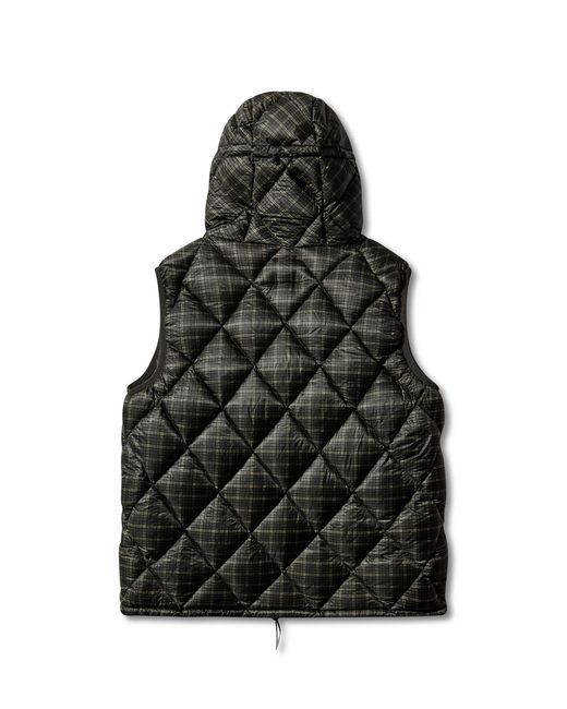 Roa Black Nuna 600 Fill Check Hooded Down Vest Coats And Jackets for men