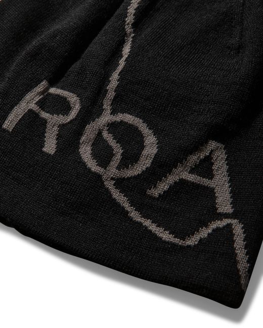 Roa Black Logo Wool Beanie Hats