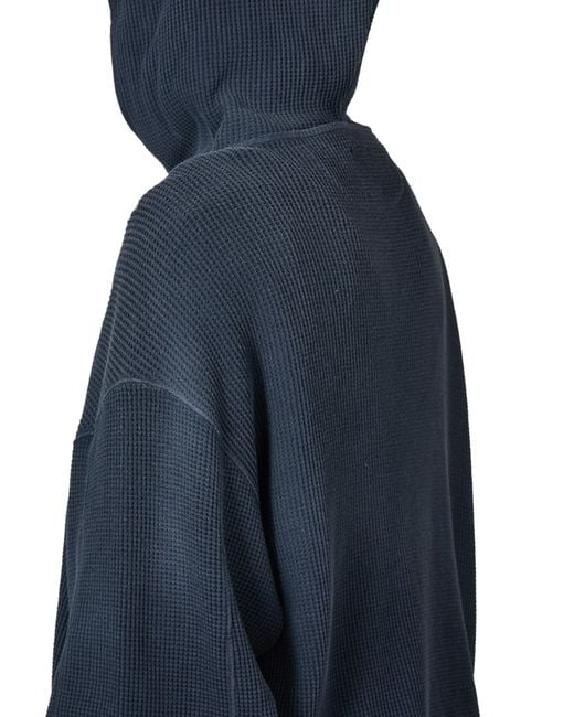 Roa Blue Bee Sun Faded Organic Waffle Zip Up Hoodie Sweatshirts for men
