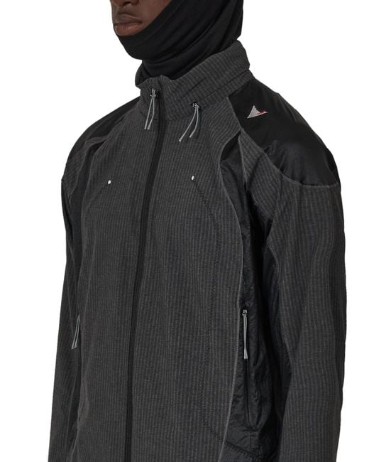 Roa Black Numb Pinstriped Hooded Wind Jacket Coats And Jackets for men