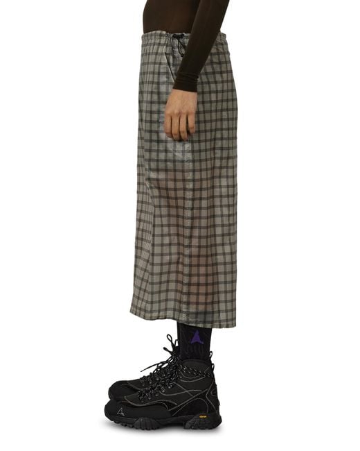 Roa Black Nia See Through Printed Check Mid Skirt Skirts