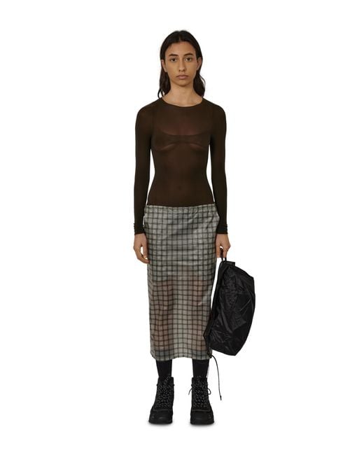 Roa Black Nia See Through Printed Check Mid Skirt Skirts