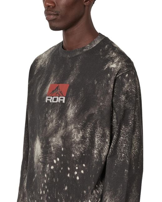 Roa Black Fuzzy Print Long Sleeve T-Shirts