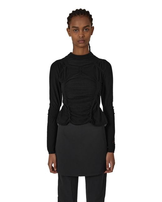 Roa Black Pinched Wool Knit Top Knitwears