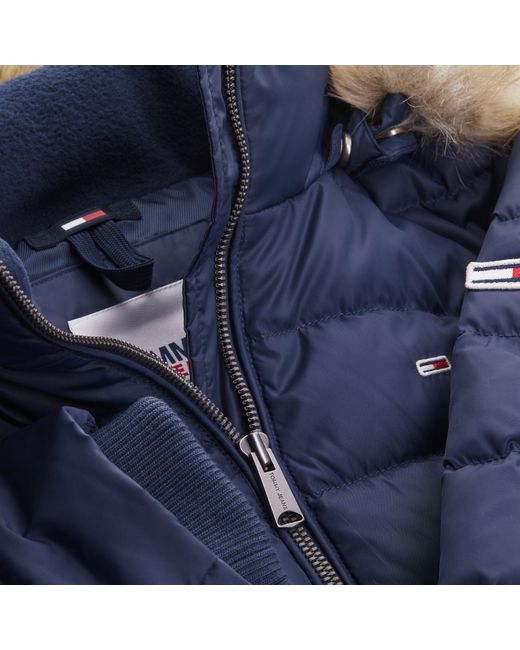 tommy hilfiger faux fur trimmed down fitted jacket