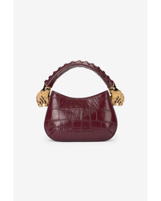 Roberto Cavalli Purple Mini Roar Bag With Crocodile Print